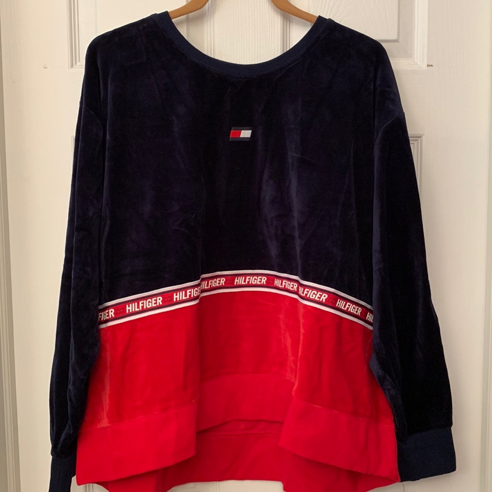 Tommy Hilfiger new with tags, velour, red white and blue sweater